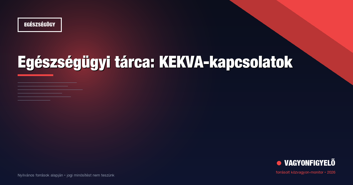 Egészségügyi tárca: KEKVA-kapcsolatok
