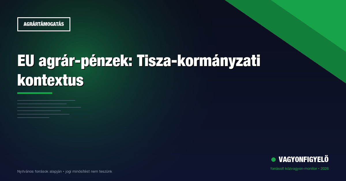 EU agrár-pénzek: Tisza-kormányzati kontextus