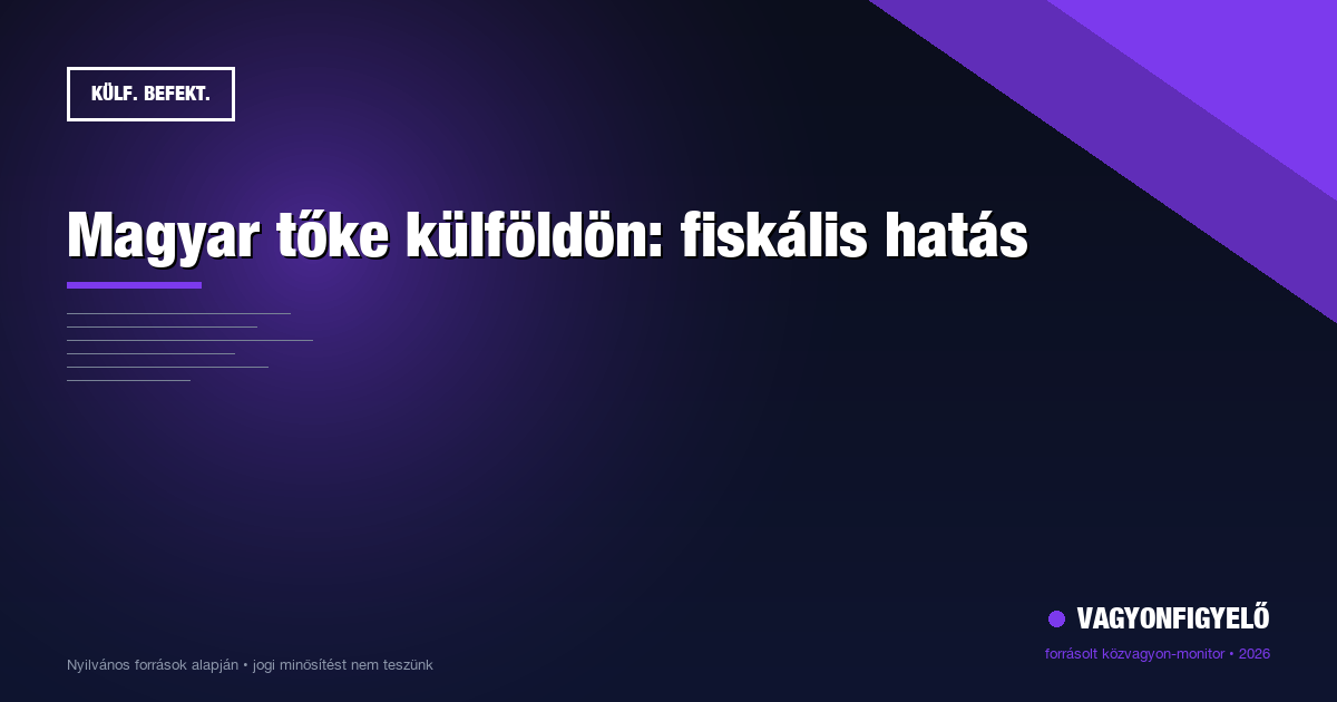 Magyar tőke külföldön: fiskális hatás