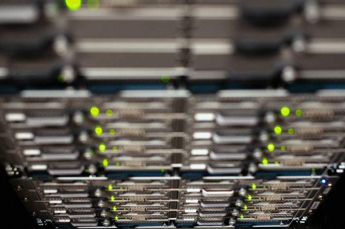 Defense-tech és állam: KEKVA-kapcsolatok — From above contemporary server cable trays without wires located in modern data